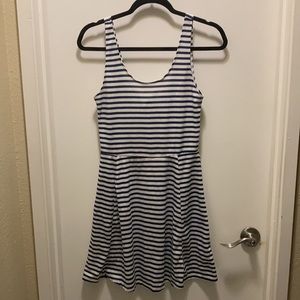 Blue and white sleeveless striped dress size 8